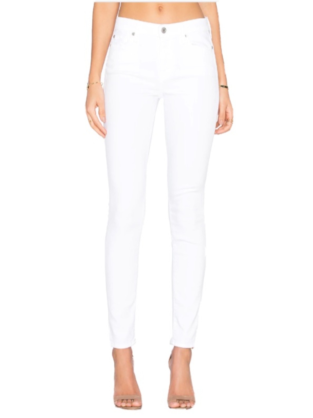 7 For All Mankind "The Skinny" Mid-Rise White Jeans (29)
